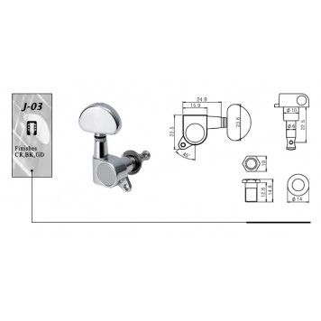 Механизм колковый SOLID J-03-CR 3+3